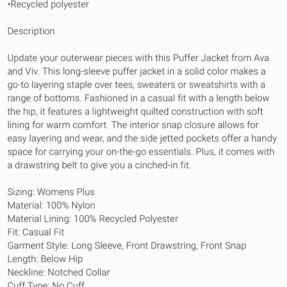 Women's Plus Size Puffer Jacket - Ava & Viv Berry Red - Picture 6 of 8